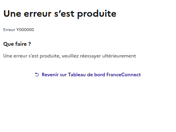 Page d'erreur avec lien